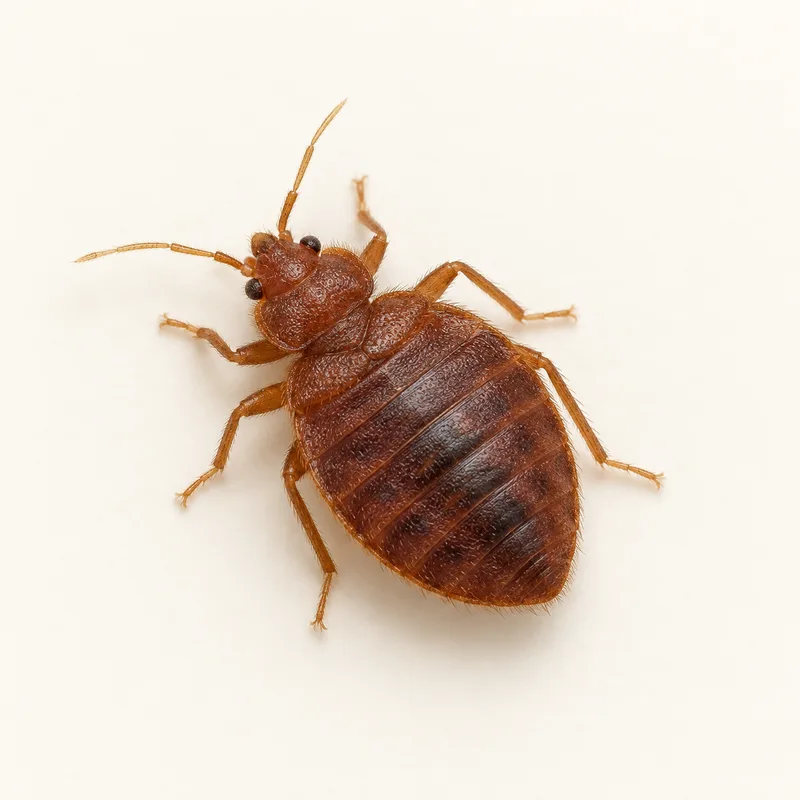 Illustrative adult bed bug on a cream background
