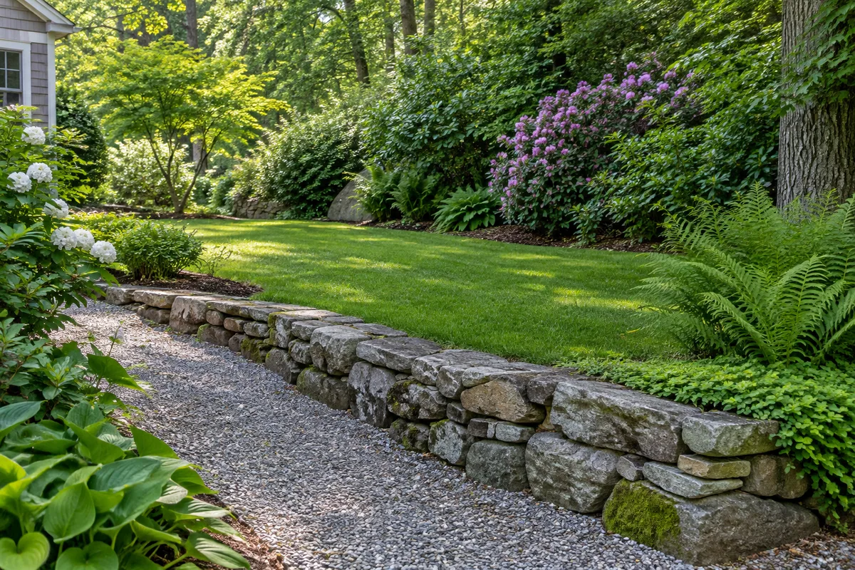 Illustrative garden path and planted boundary