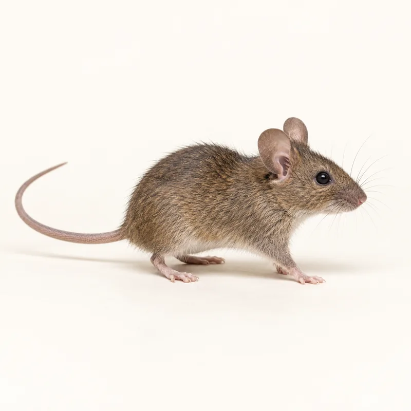 Illustrative house mouse on a cream background