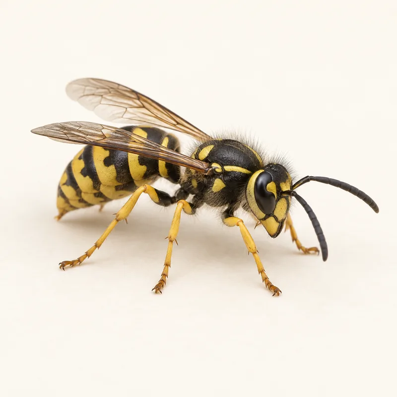 Illustrative yellowjacket wasp on a cream background